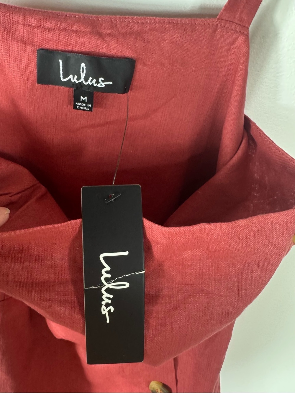 Lulus Louetta Rust Red Linen Blend Button-Down Mini Dress NEW Medium Summer - Picture 5 of 10